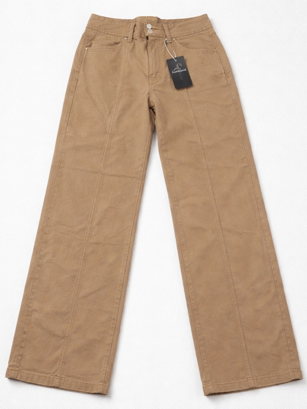 High-Rise Straight-Leg Pants in Tan by Flamigals